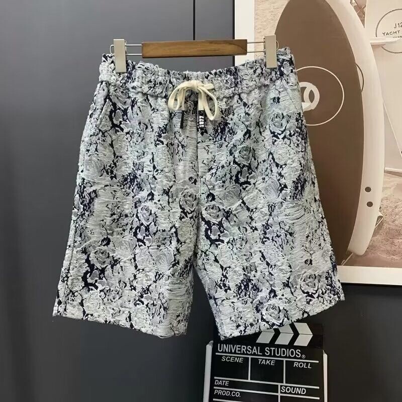 Summer New Design Floral Trendy Men's Shorts Fashion Versatile Loose Blue and White Porcelain Style Casual Pants Summer New Design Floral Trendy Men's Shorts Fashion Versatile Loose Blue and White Porcelain Style Casual Pants