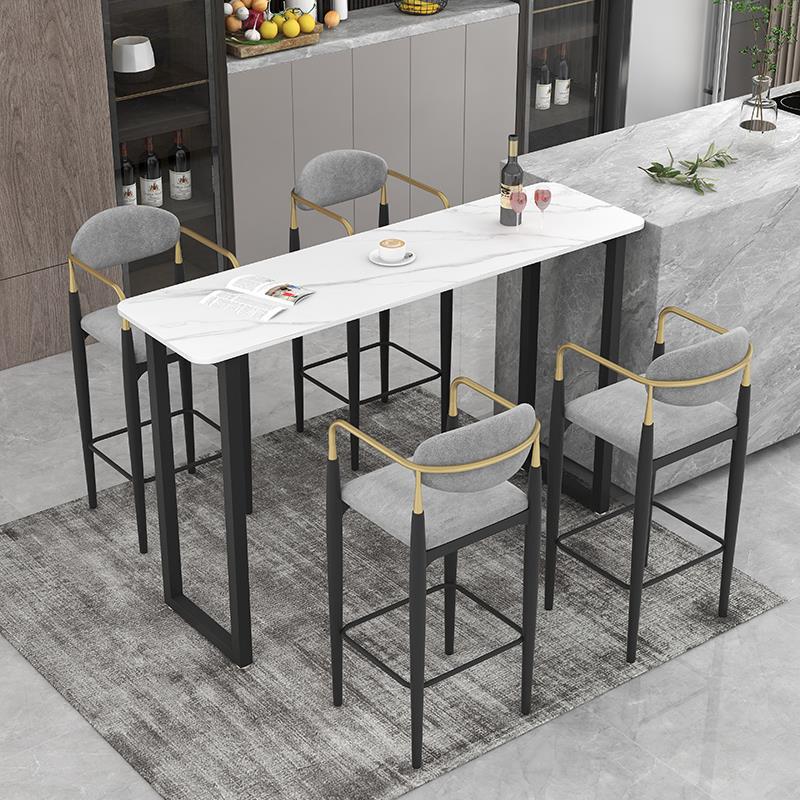 Nordic simple rock plate bar table and chair combination home living room long partition table coffee shop milk tea shop high bar table