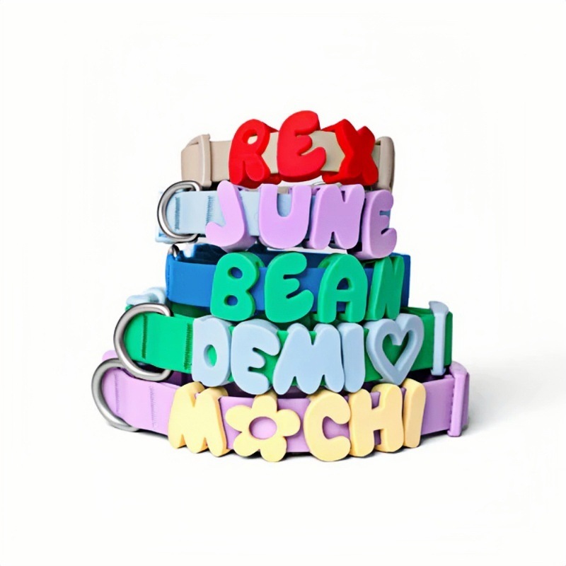 Silicone para mascotas 26 letras DIY collar anti-perro collar gato collar letras universales + amor impresión de garras mezclar image 6