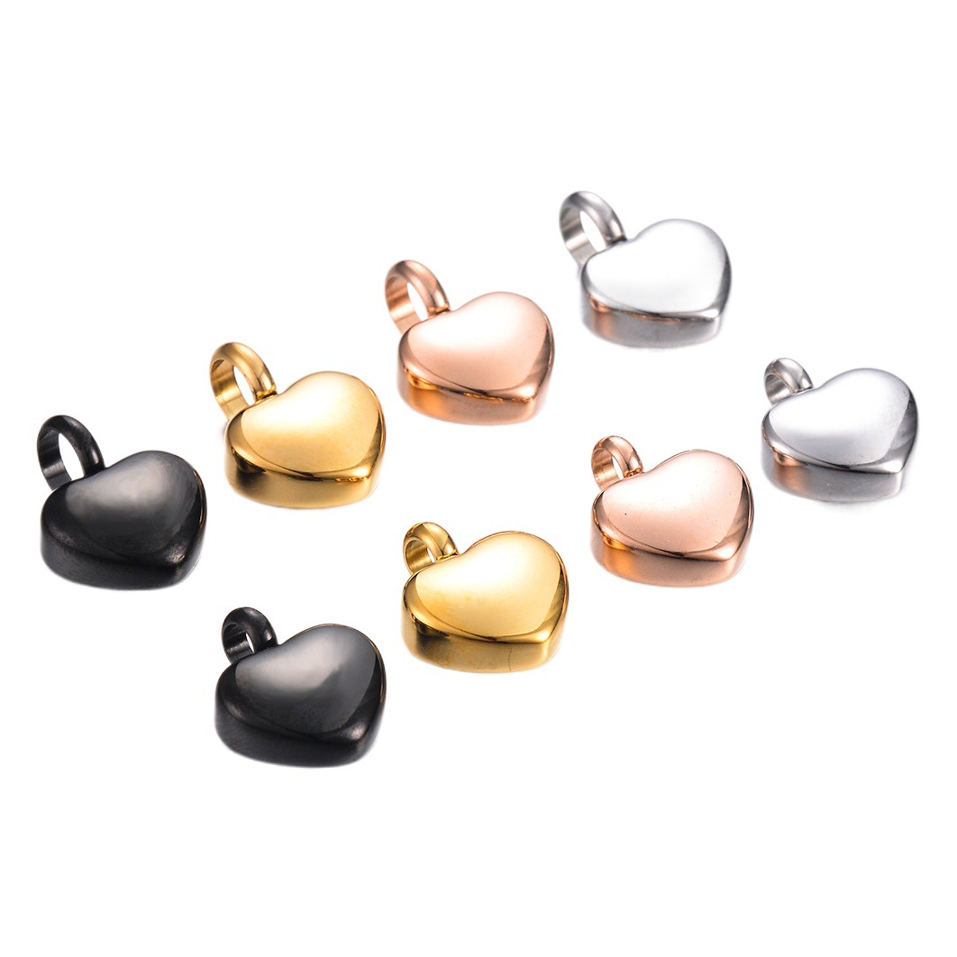 Spot Wholesale Cross-Border European and American Popular Stainless Steel Mini Heart-Shaped Pendant Ashes Commemorative Necklace Can Be Engraved