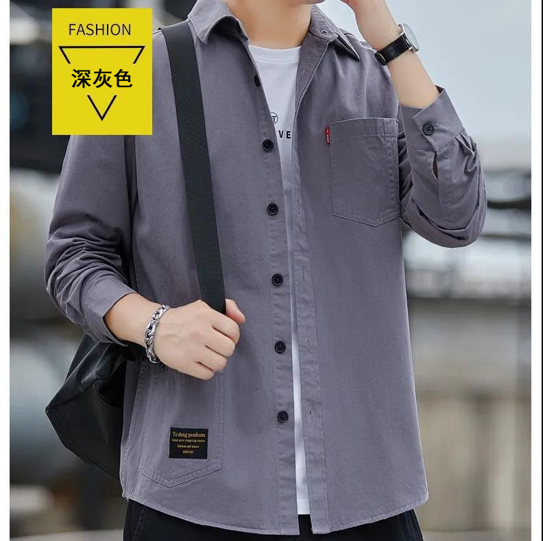 Ropa de hombre de alta gama 100% algodón suelta chaqueta de manga larga camisa de los hombres de primavera y otoño camisa de los hombres de moda abrigo de mezclilla