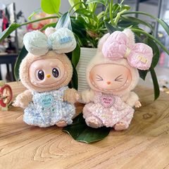 Only clothes] New fabric doll clothes with butterfly bow hair accessories Llabubu wearing a onesie set with a fragrant fabric style