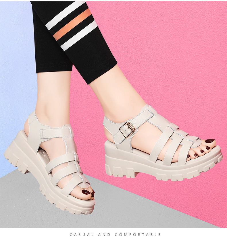 Sandal thể thao nữ đế xuồng đục lỗ mùa hè 2024 — 12077 màu đen, Màu be 12077 chi tiết 13