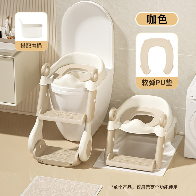 Asiento Inodoro Infantil con Escalera 3 en 1 Plegable y Portátil de Plástico PP