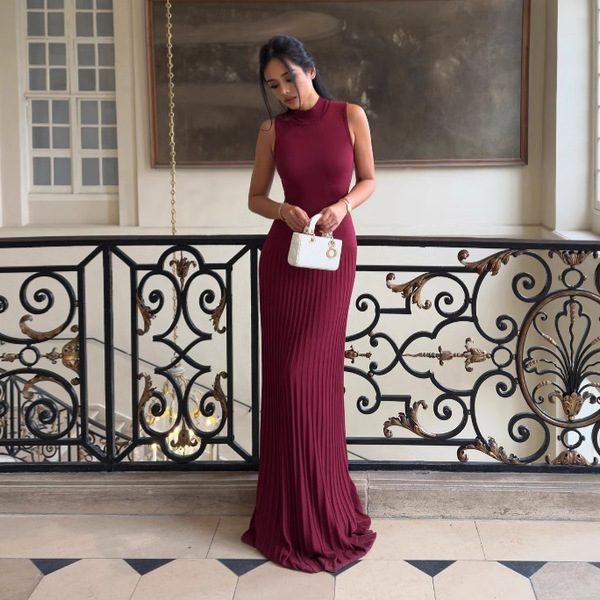 knitted solid color long skirt sleevless