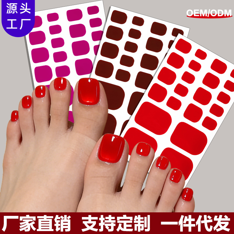 Zhengxiang Cross-Border Popular Solid Color Nail Polish Film Nail Stickers Cat Eye Toenail Stickers European and American Amazon Adhesive Nail Stickers
