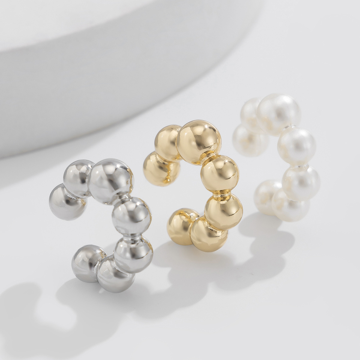 8g Weight Ear Cuffs Classification 1 Set Quantity Holiday, Daily Occasion CCB Material Geometric, Circle Pattern All Seasons Season Women's Gender Plating Design Simple Style Style 1 Set Simple Style Geometric Circle CCB Women's Ear Cuffs 11