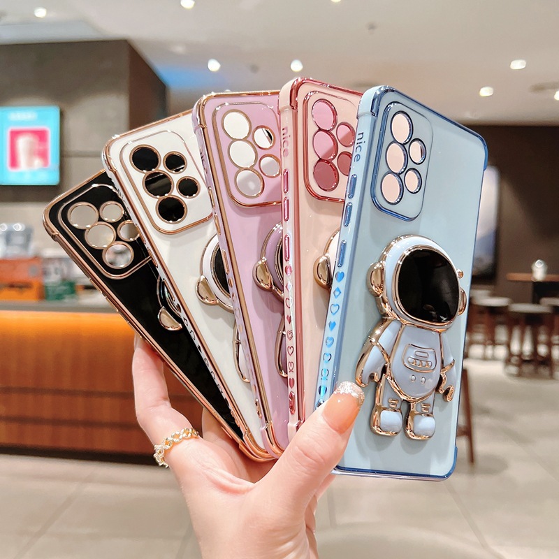 Side Electroplated Heart Compatible With Samsung S26U Phone Case Soft Full Coverage Anti-drop Astronaut Stand For 15pro_voghion.com