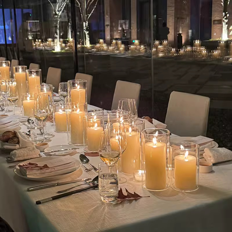 Portavelas de cristal, estilo europeo, vaso para velas de alta estética, botella cilíndrica para aromaterapia, decoración de cristal para banquetes de boda en hoteles, restaurante occidental