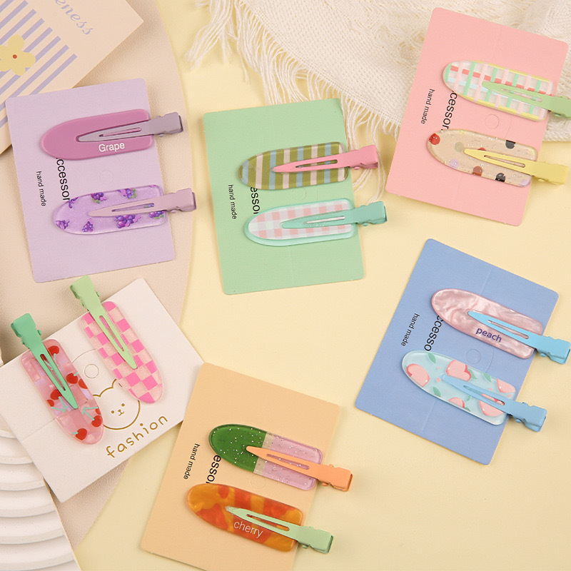 2-piece juice series barrettes girl seamless clip duckbill clip peach grape barrettes side clip decorative hair