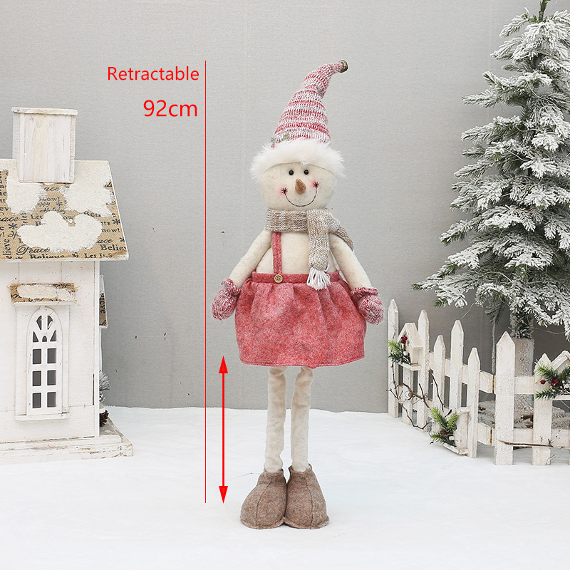 クリスマス新型ピンク伸縮公仔老人雪だるま人形祝日プレゼントプレゼント装飾置物用品|undefined