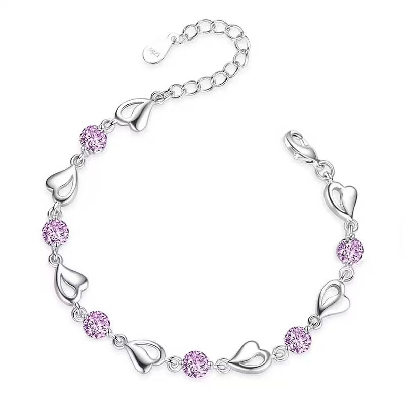 New High-End Lucky Four-Leaf Clover Peach Blossom Ocean Heart Bracelet Women's Light Luxury Zircon Niche Boutique