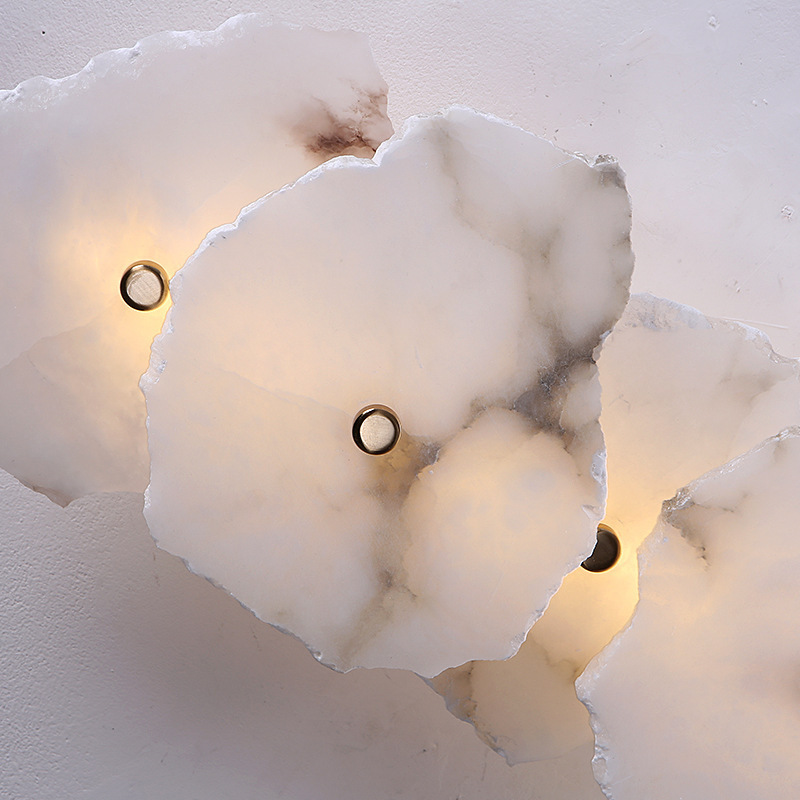 lámpara de pared postmoderna lámpara de cabezal de cama lámpara de cabezal de hotel sala de estar nube dormitorio lámpara de pared tienda de cabezal de cama lujoso nube empalme piedra ligera larga