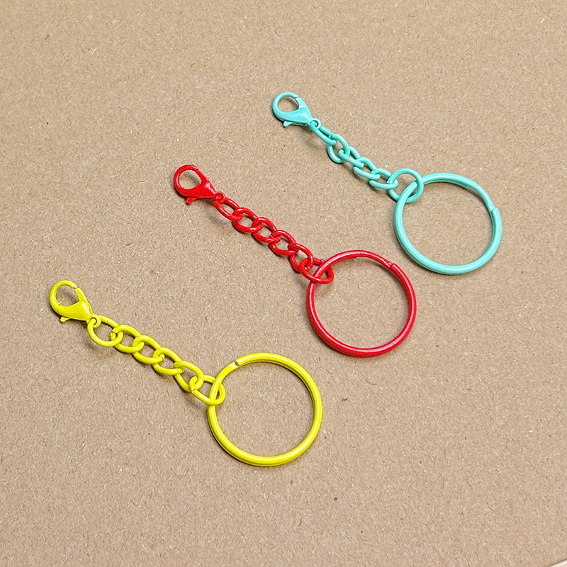 Colorful Paint 25 Key Ring Ring Hanging Twist Chain Lobster Clasp Candy Color Creative DIY Jewelry Accessories Key Chain