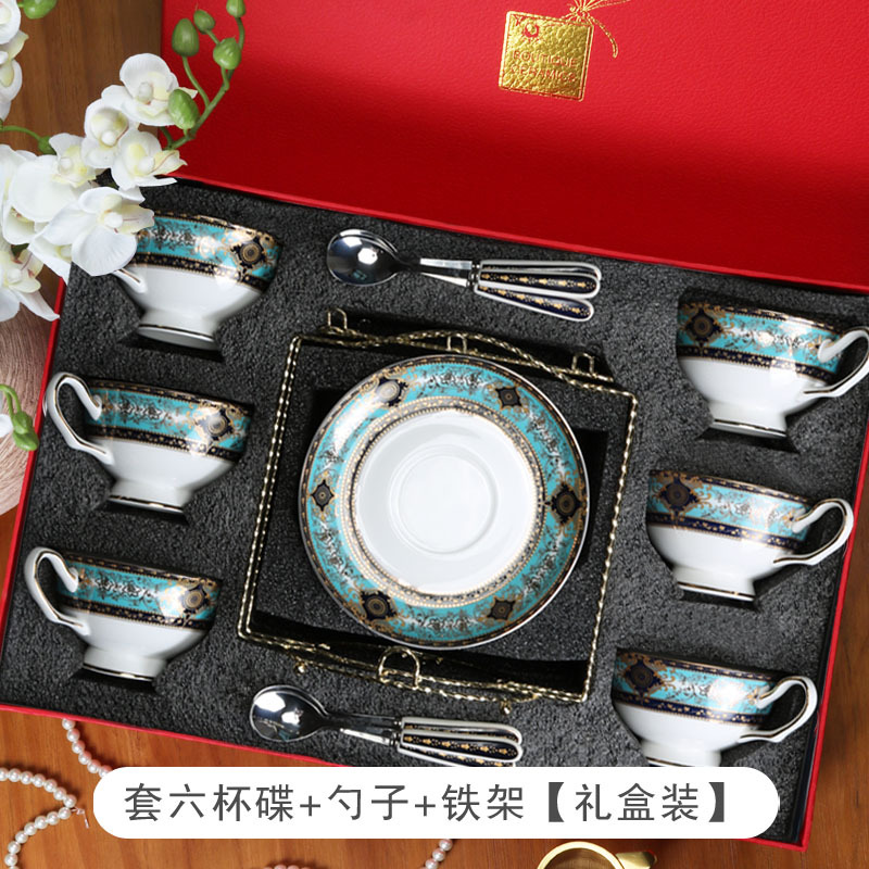 Taza de café de porcelana de lujo ligera europea de alta calidad exquisita de estilo británico set de té de la tarde tazas y platos caja de regalo al por mayor