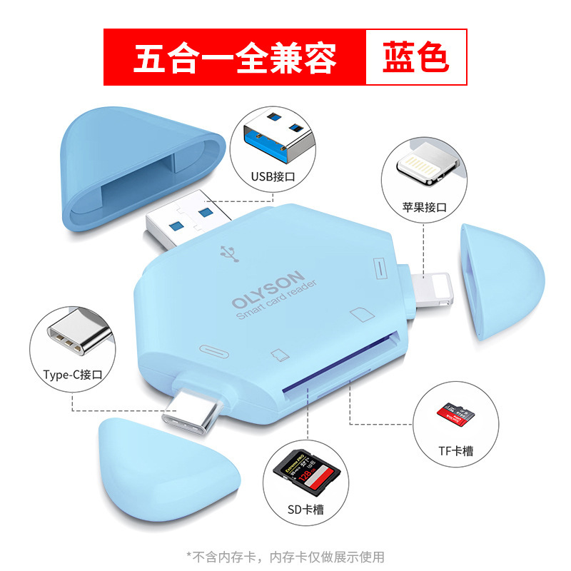 适用苹果手机读卡器三合一多相机数码SD卡TF内存卡储存type-c转换|undefined