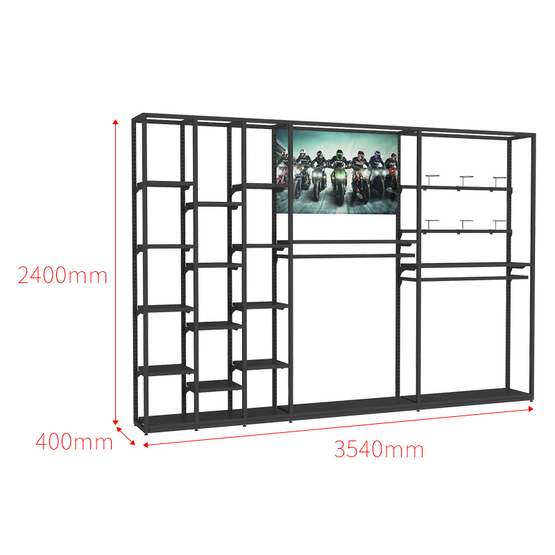 Equipo de la motocicleta eléctrica pantalla rack ciclismo ropa vitrina bicicleta motocicleta casco rack ropa deportiva rack