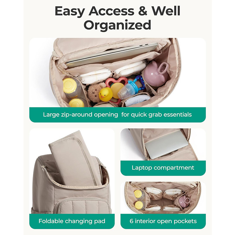 Amazon nueva bolsa de pañales de cama de dama, mochila para mamás, mochila para bebés pequeños, mochila de pañales de viaje mini ligera