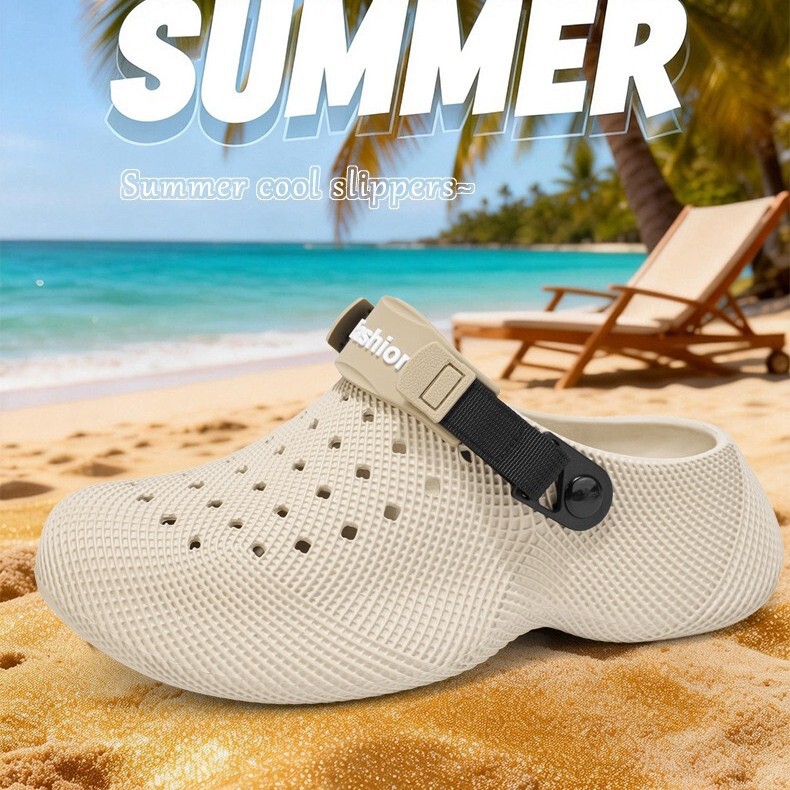 Men's Summer Non-Slip Outdoor 3D Pattern Sandals, Eva Thick-Soled Comfortable Slip-On Beach Shoes