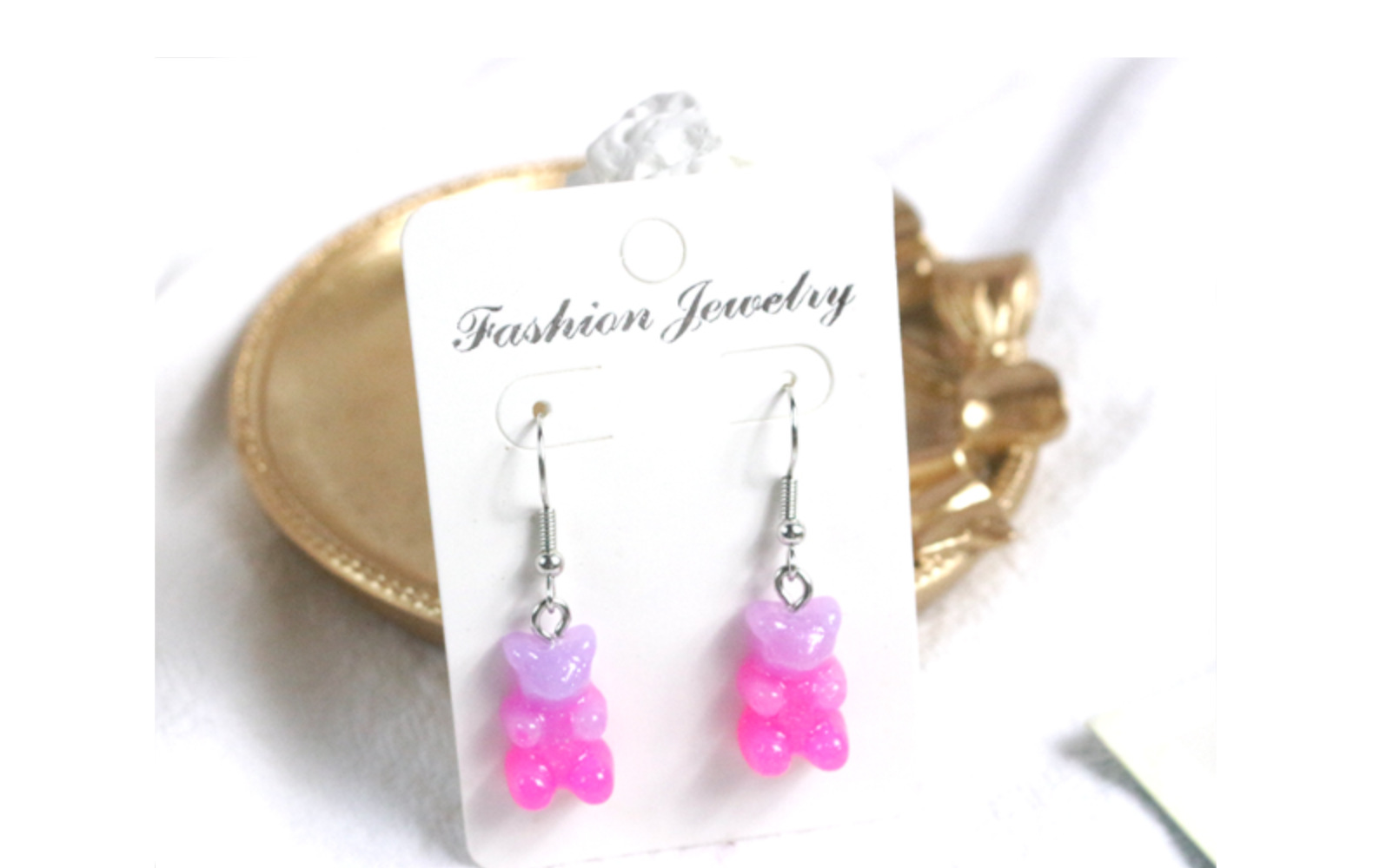 1 Pair Cute Bear Resin Women's Drop Earrings display picture 3