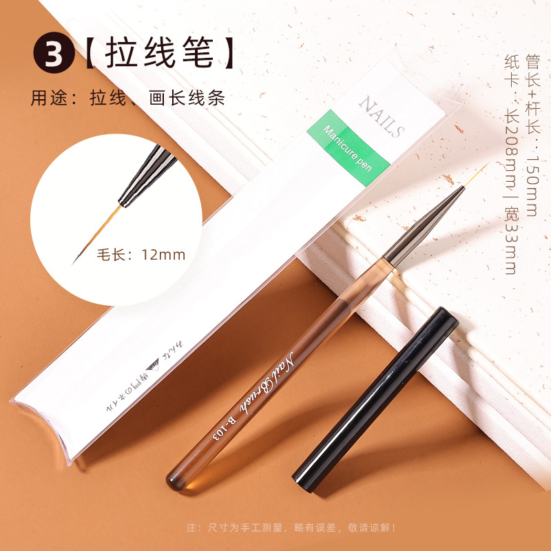 En stock marrón gruesa varilla pluma de Arte de uñas conjunto completo traje 15 piezas de arte de uñas pluma de fototerapia pluma de exploración en flor pluma pintada con tapa