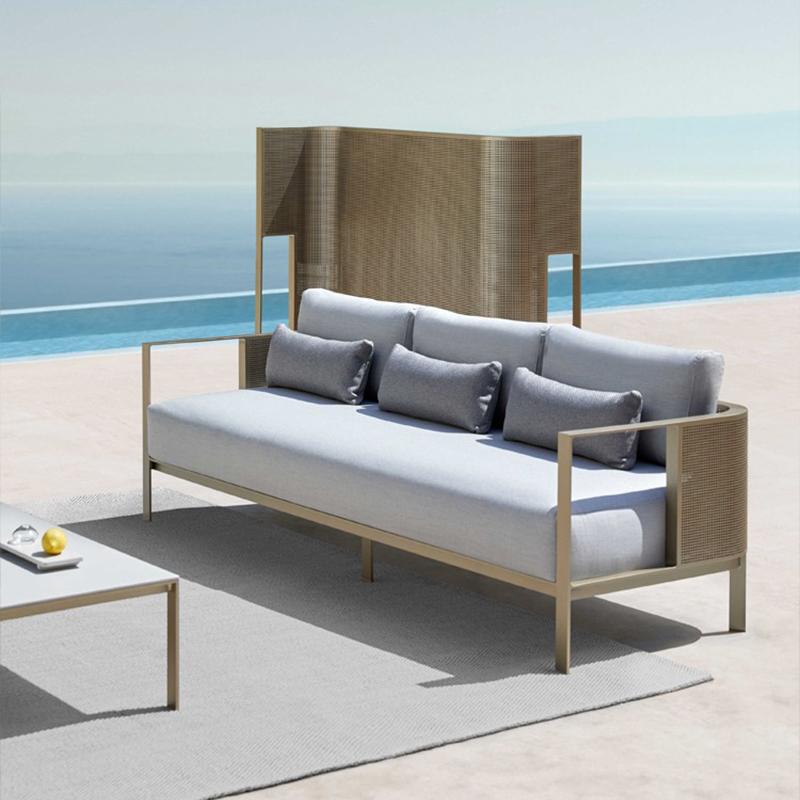 Sofá de acero inoxidable al aire libre patio terraza ocio muebles de metal a prueba de lluvia balcón de protección solar mesa de comedor ocio silla de comedor image 3