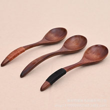 厂家直供纯手工缠线木勺日韩木质调羹吃饭防烫汤匙现货批发