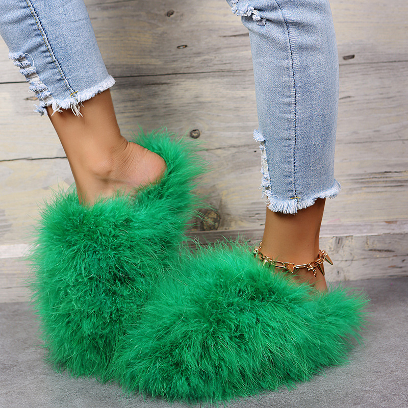 Solid Color Thicken Plush Slippers NSKJX112133