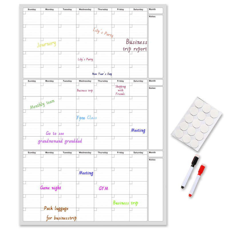 Spot Cross-Border E-Commerce Undated 3-Month Erasable Wall Calendar Double-Sided Laminated Foldableing Packaging with Two Pens Spot Cross-Border E-Commerce Undated 3-Month Erasable Wall Calendar Double-Sided Laminated Foldableing Packaging with Two Pens