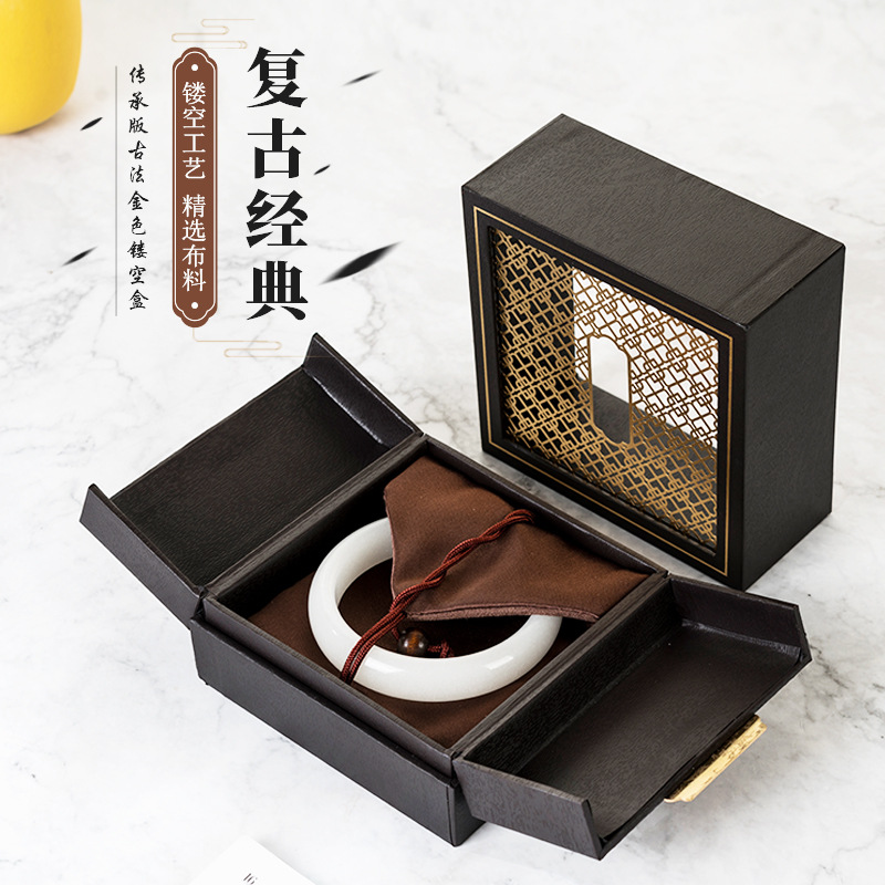 Wooden storage box jewelry collection gift box solid wood watch bracelet storage gift packaging box velvet bracelet box