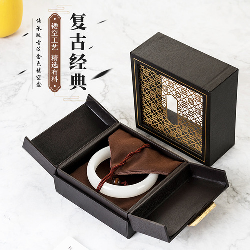 Wooden storage box jewelry collection gift box solid wood watch bracelet storage gift packaging box velvet bracelet box