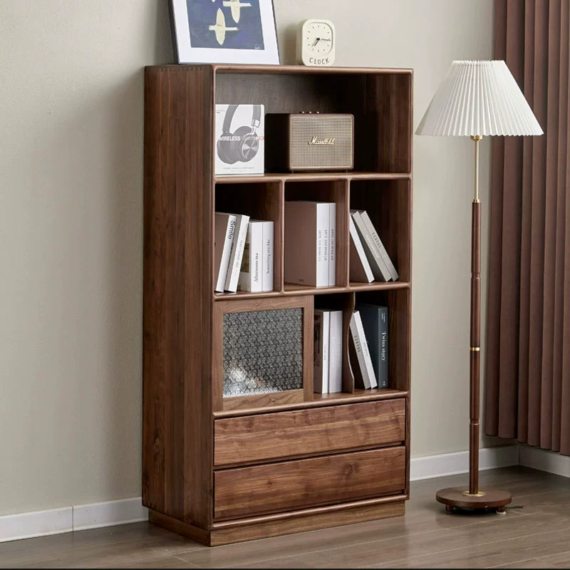 Боковой шкаф для телевизора из черного ореха в Северной Америке, шкаф для хранения вещей, скандинавский простой комбинированный книжный шкаф из цельного дерева, буфет для гостиной