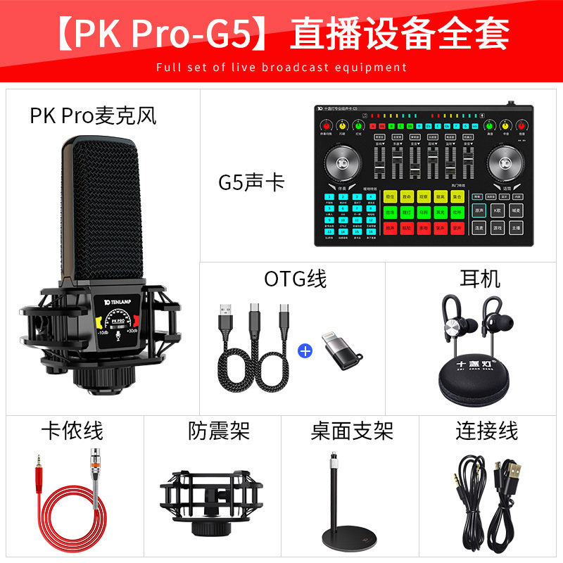 十盏灯G5 电脑声卡手机直播K歌专用麦克风话筒录音唱歌设备调音台|undefined