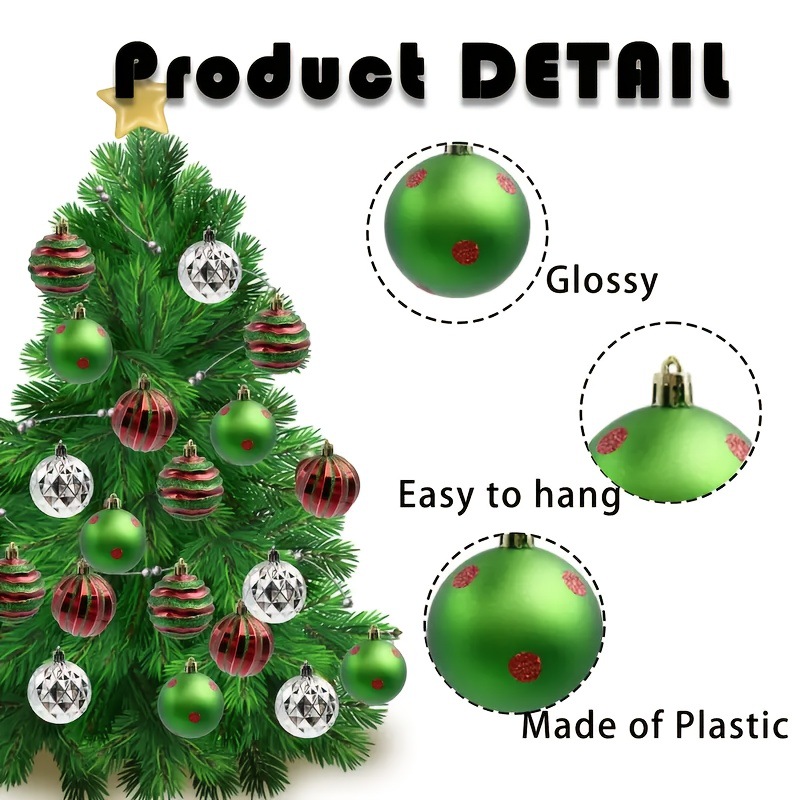 Spot 6CM bola de Navidad rojo verde plata en forma especial pintado de plástico galvanizado bola de Navidad árbol de Navidad decoración de Navidad