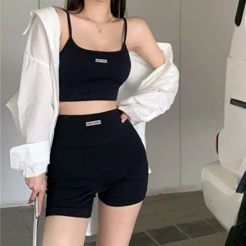 Summer new nylon leisure camisole sports 2-piece set sponge cushion camisole ladies vest wholesale