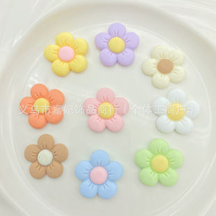 Large Frosted Five-Petal Flower Series Resin Accessories DIY Hairpin Hair Rope Hole Shoe Buckle Mobile Phone Case Material