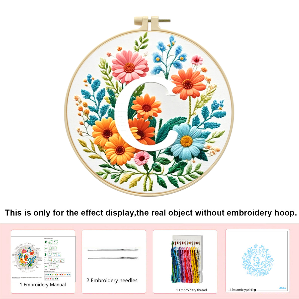 Hecho a mano flores y plantas europeas bordadas paquetes de materialdiy inglés 26 letras simple principiante nivel de bordado al por mayor
