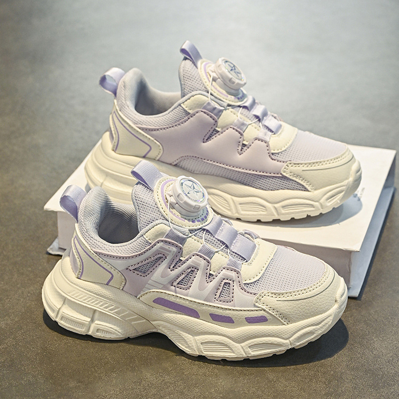 Zapatos deportivos para niñas otoño y invierno 2025 nuevos zapatos de algodón cálidos de terciopelo para niños zapatos de paternidad para niños mayores zapatos de correr