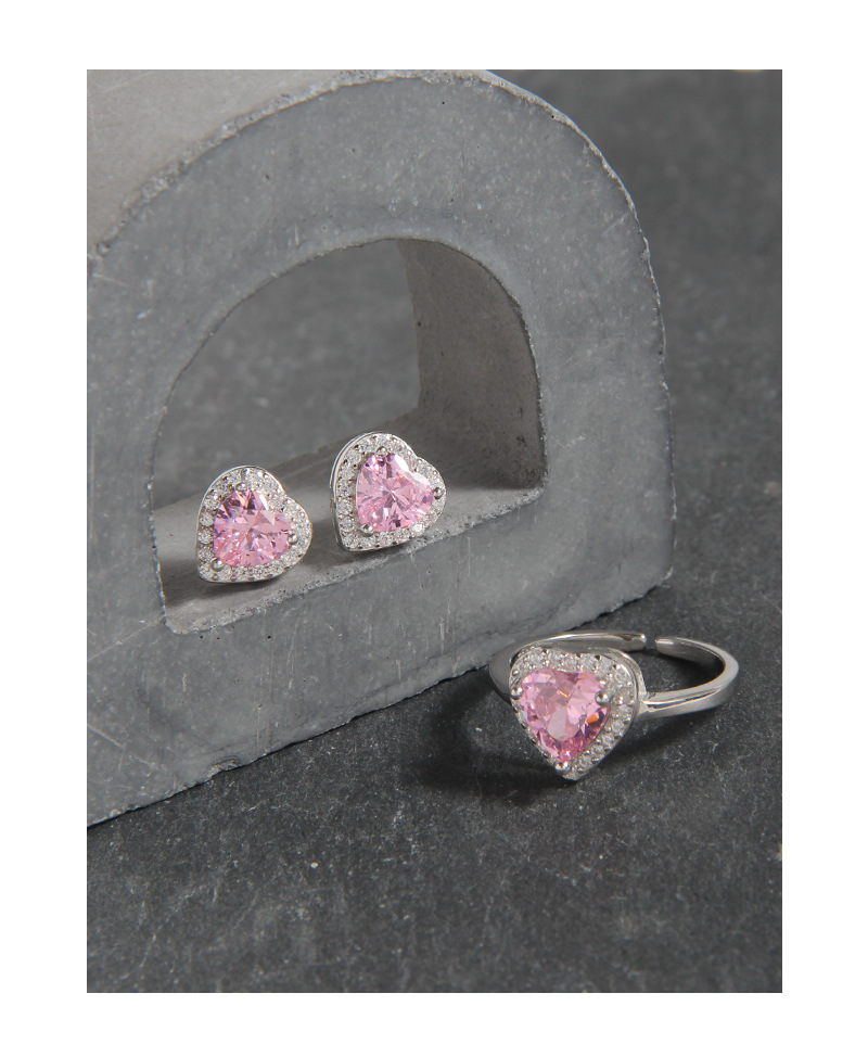 1 Pair Shiny Heart Shape Sterling Silver Plating Inlay Zircon Ear Studs display picture 4