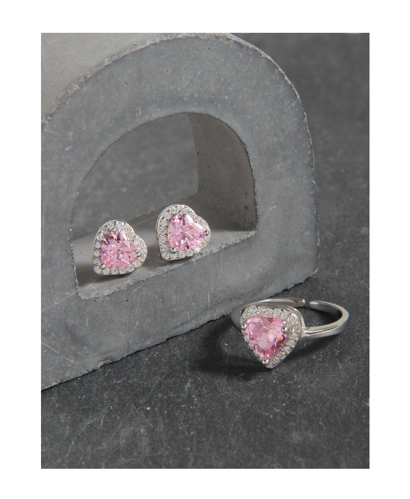 Heart Shape Pattern 1 Pair 925 Sterling Silver Zircon Heart Shape Ear Studs