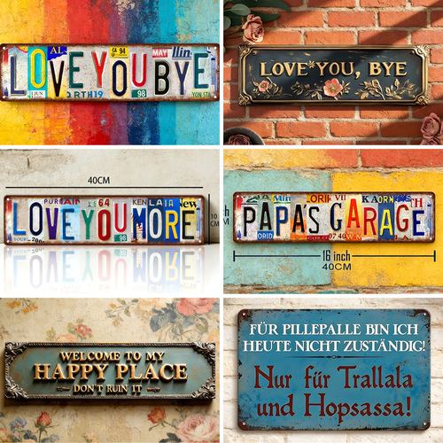 Tinplate Painting, European and American Retro Home Decor, Metal Craft, Exports, Bar Decoration