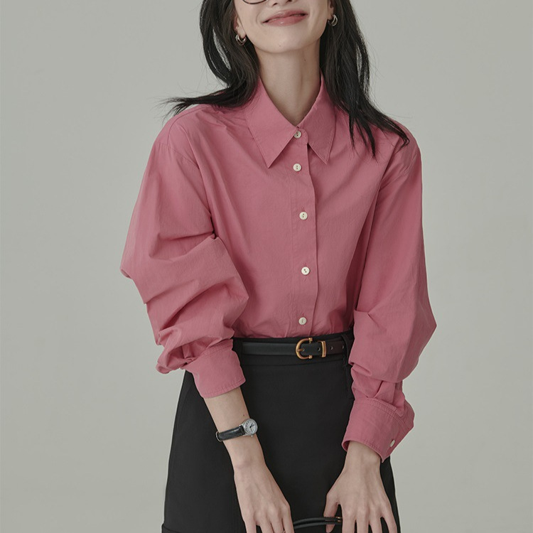 Non-ironing ~ shirt women's early spring jacket method lazy wind loose niche long sleeve Hong Kong flavor chic temperament white shirt