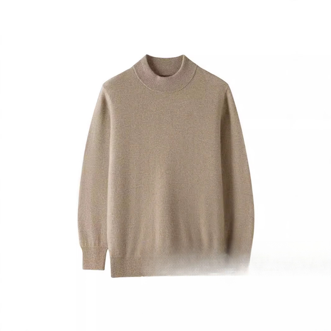 가을과 겨울 새로운 울 스웨터 남자 하프 하이 칼라 스웨터 솔리드 컬러 슬림 핏 풀오버 울 스웨터 비즈니스 남성 울 QH