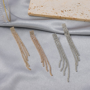 Exaggerated Tassel Rhinestone Drop Earrings For Women Elegant Style_voghion.com