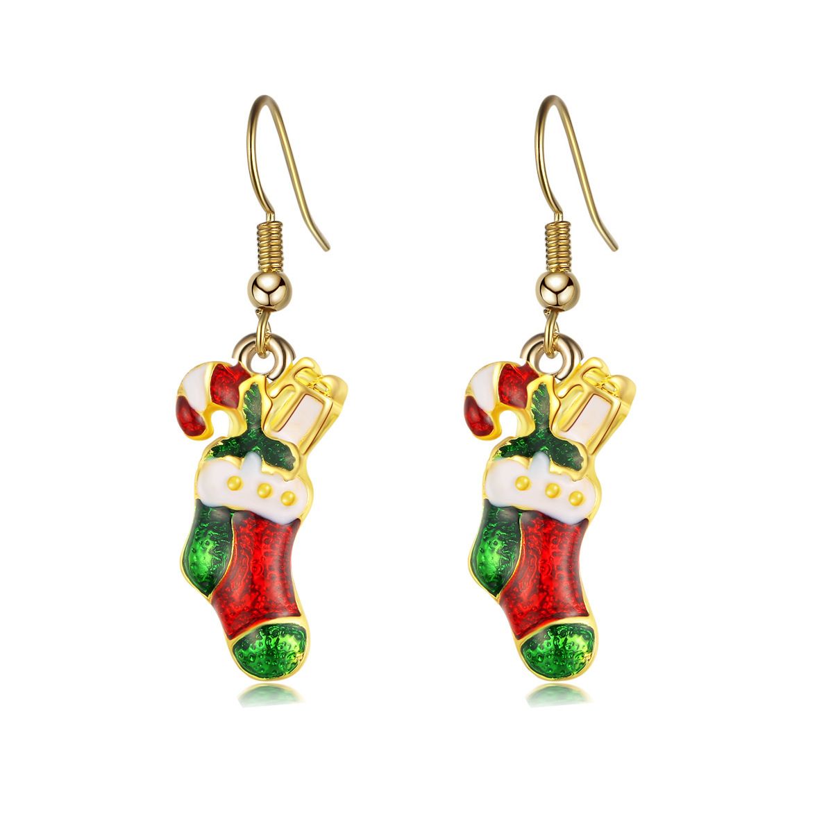 Women's Gender 1 Pair Christmas Cute Christmas Tree Santa Claus Elk Enamel Alloy Ear Hook