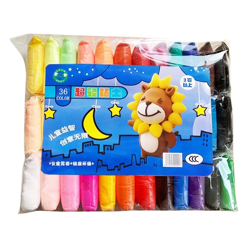 Fábrica al por mayor de arcilla ultra-ligera de plastilina arcilla de 12 colores arcilla de color de 36 colores arcilla de espacio de 24 colores bolsa de arcilla ligera