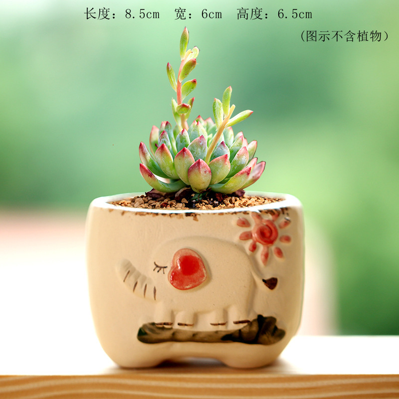 白羊可爱卡通小动物彩绘异形透气多肉花盆个性超萌摆件工艺品批发|undefined