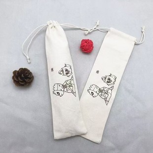 Customized Straight Cloth Bag Chopsticks Knife and Fork Tableware Storage Packaging Student Travel Portable Cotton and Linen Spoon Environmental Protection Cloth Bag