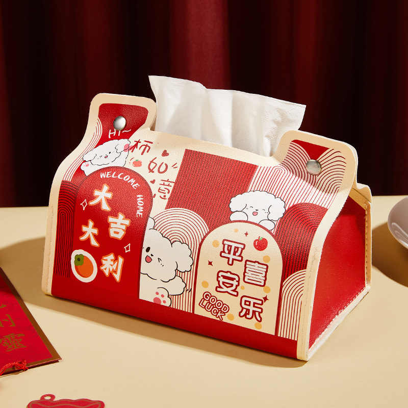 Caja de toallas de Año Nuevo, caja de toallas de estilo chino, caja de papel de celebración, caja de papel de extracción de hogar, sala de estar, dormitorio, nueva casa