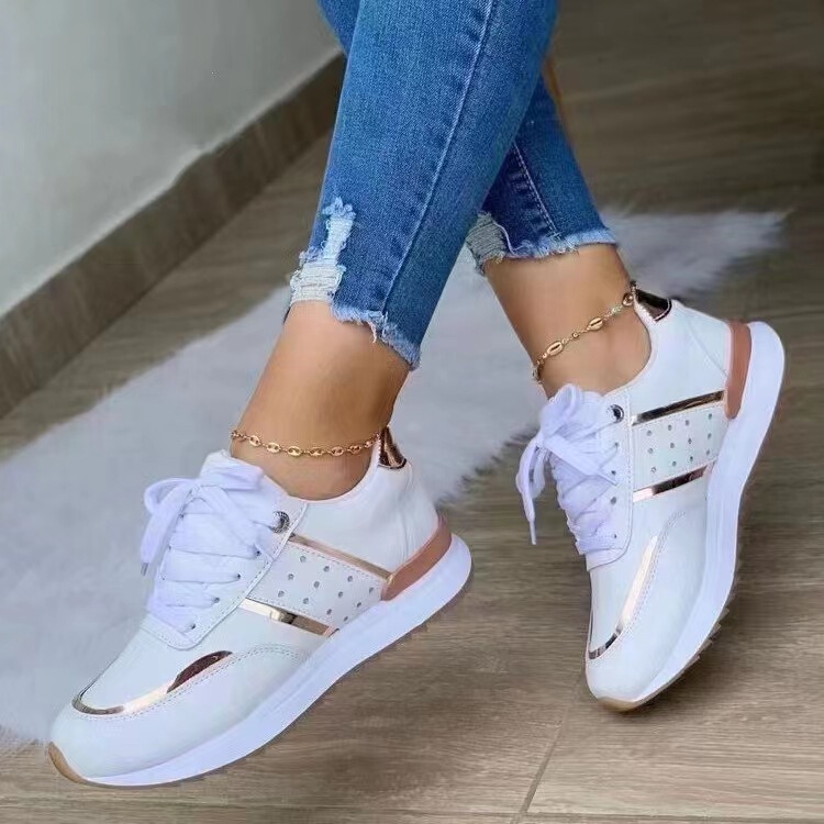 Foreign trade plus size sneaker women's 2023 spring new European and American thick bottom color matching casual low top sports shoes in stock